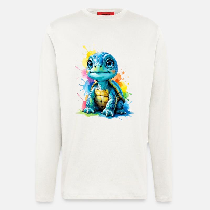 Bunte Schildkröte mit Farbspritzern - Langarmshirt - made by SPREAD  - OFF WHITE