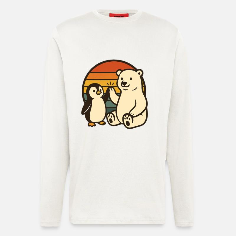 Eisbär und Pinguin - Langarmshirt - made by SPREAD  - OFF WHITE