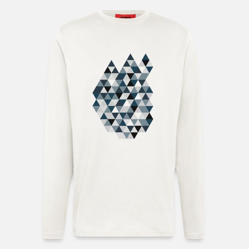 Blue Triangle Mosaic Geometry Triangles - Longsleeve - made by SPREAD  - OFF WHITE