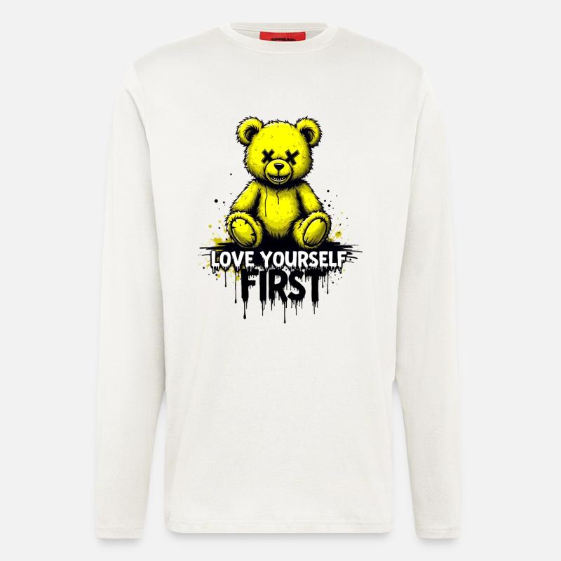 Love Yourself First Teddybär Graffiti - Langarmshirt - made by SPREAD  - OFF WHITE