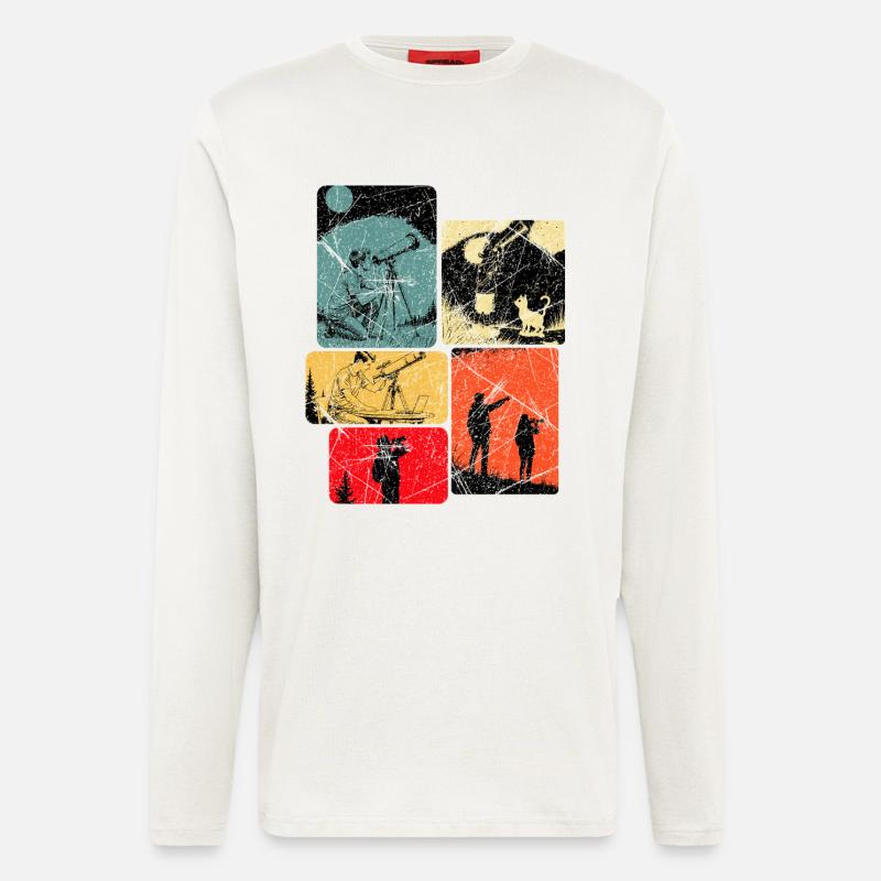 Vierfarbige Sternbeobachtung Collage - Langarmshirt - made by SPREAD  - OFF WHITE