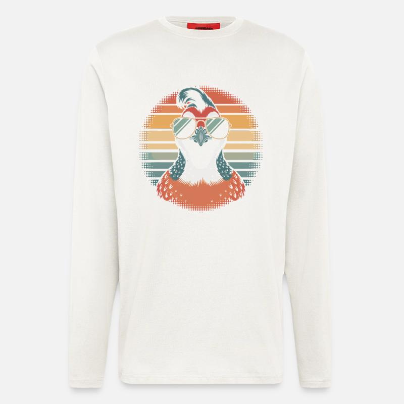 Retro Sonnenvogel mit Sonnenbrille - Langarmshirt - made by SPREAD  - OFF WHITE