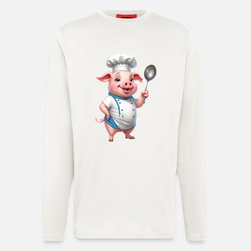 Kochschwein Chef mit Löffel - Langarmshirt - made by SPREAD  - OFF WHITE
