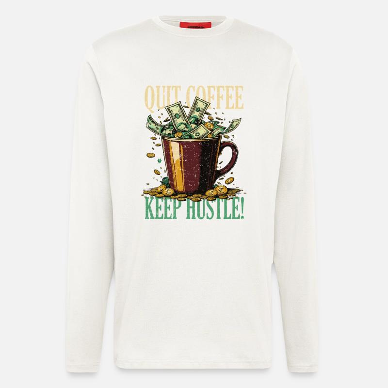 Coffee withdrawal decaffeinated ex-coffee drinker - Longsleeve - made by SPREAD  - OFF WHITE