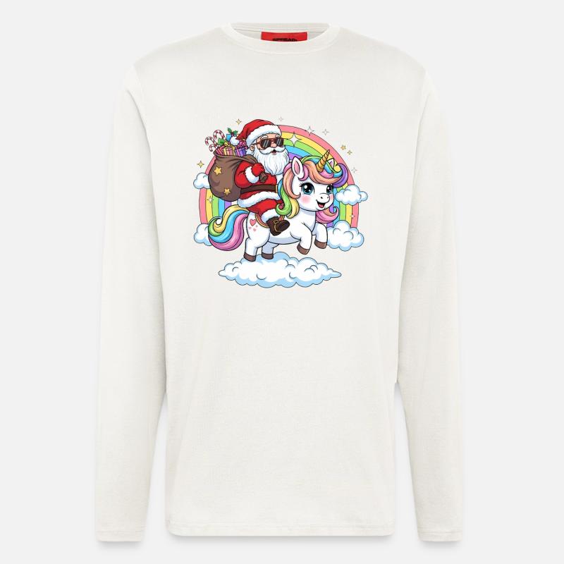 Weihnachtsmann Einhorn  - Langarmshirt - made by SPREAD  - OFF WHITE