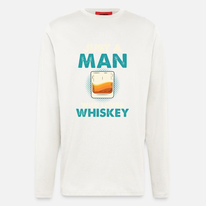 Nur ein Mann liebt Whiskey - Langarmshirt - made by SPREAD  - OFF WHITE