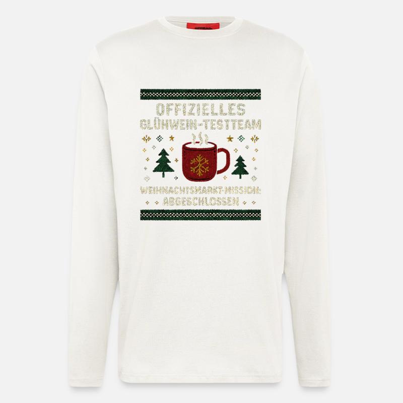 Glühwein Testteam, Weihnachtsmarkt Held - Langarmshirt - made by SPREAD  - OFF WHITE