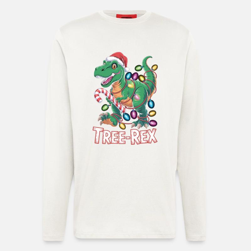 Tree-Rex Dinosaurier - T-Rex mit Lichterkette - Langarmshirt - made by SPREAD  - OFF WHITE