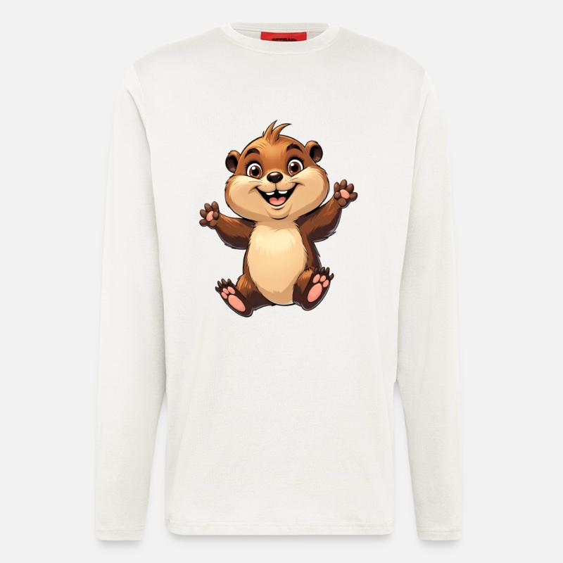 Fröhliches Eichhörnchen Design - Langarmshirt - made by SPREAD  - OFF WHITE