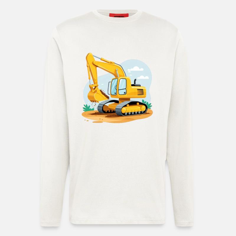 Kleiner Bagger auf Baustelle - Langarmshirt - made by SPREAD  - OFF WHITE