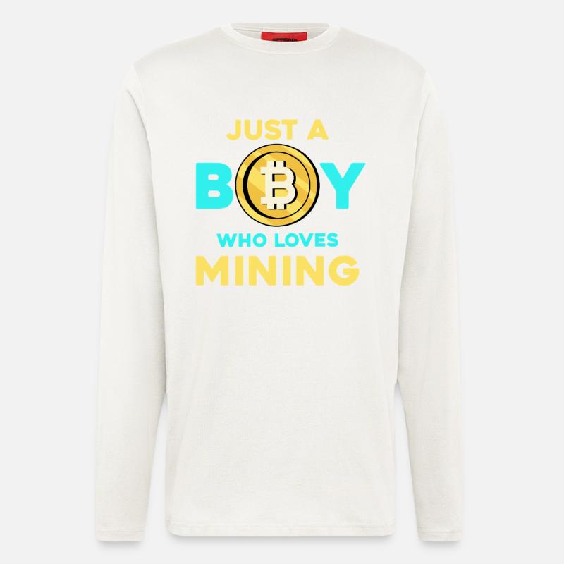 Krypto Mining Junge – Bitcoin Leidenschaft - Langarmshirt - made by SPREAD  - OFF WHITE