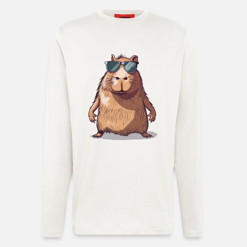 Lässiges Capybara mit Sonnenbrille Comic - Langarmshirt - made by SPREAD  - OFF WHITE