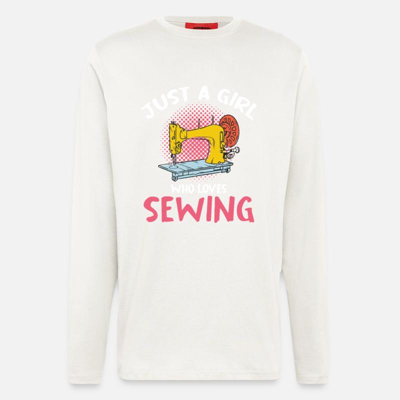 Nur ein Mädchen liebt Nähen - Langarmshirt - made by SPREAD  - OFF WHITE