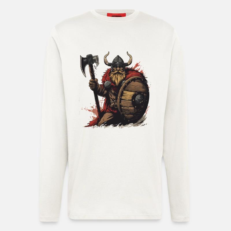 Wikinger Krieger mit Axt und Schild - Langarmshirt - made by SPREAD  - OFF WHITE