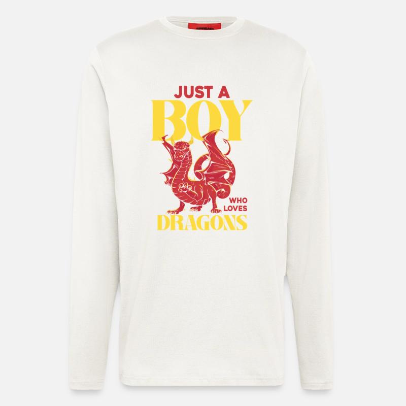 Nur ein Junge liebt Drachen - Langarmshirt - made by SPREAD  - OFF WHITE