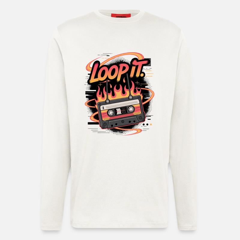 Retro Kassette Loop It Musikdesign - Langarmshirt - made by SPREAD  - OFF WHITE