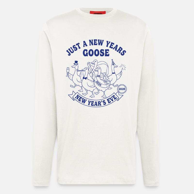 Nur eine Neujahrsgans 2026 Feier - Langarmshirt - made by SPREAD  - OFF WHITE