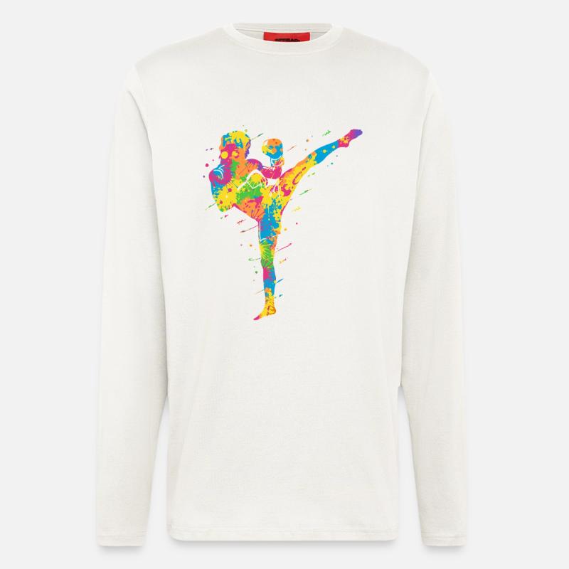 Muay Thai Bunt Kickboxer Mädchen Kickboxen - Langarmshirt - made by SPREAD - OFF WHITE