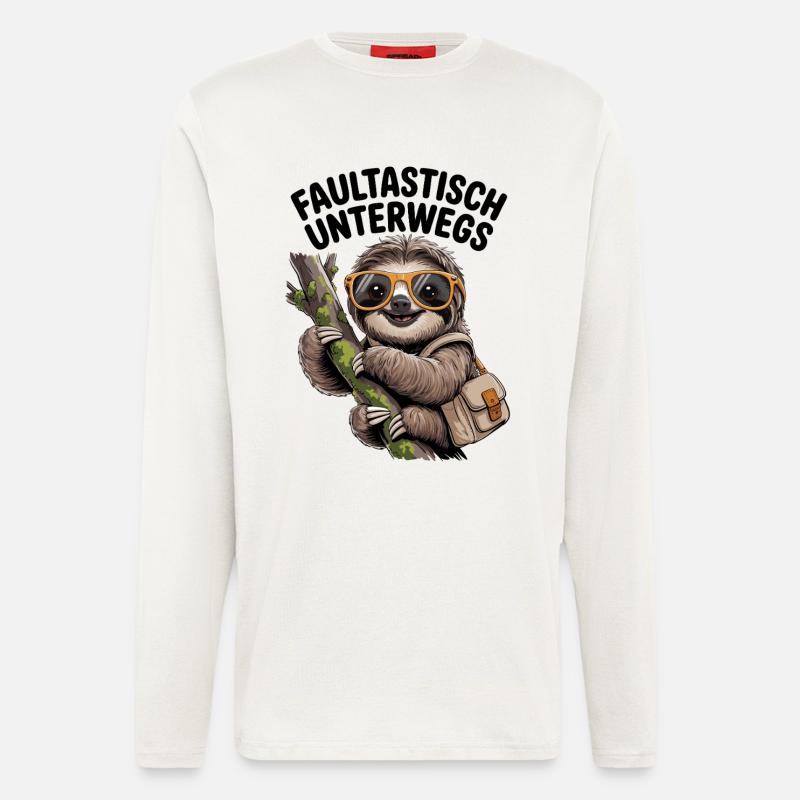 Sloth Design – Sloth on the road - Longsleeve - made by SPREAD - OFF WHITE