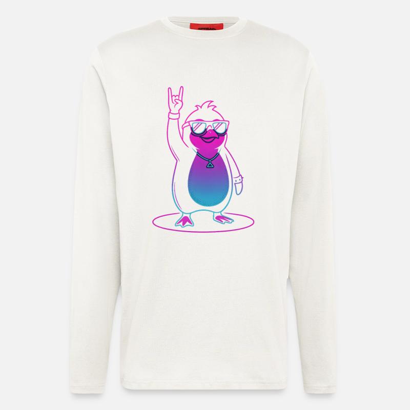 Cooler Rock Pinguin mit Sonnenbrille - Langarmshirt - made by SPREAD  - OFF WHITE