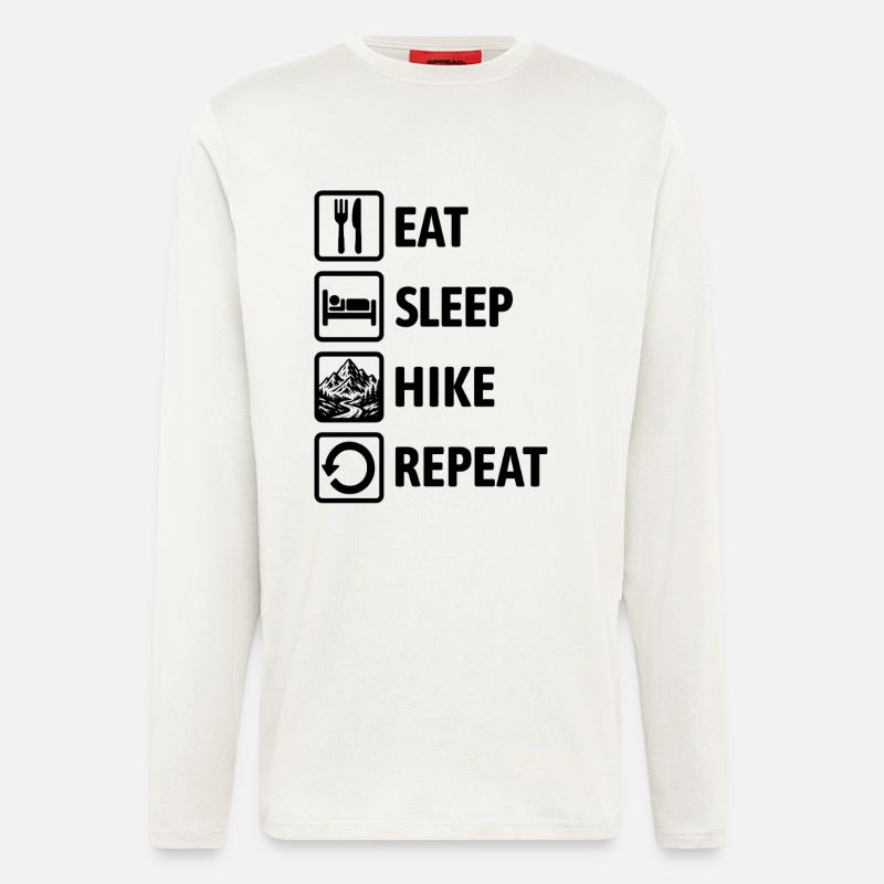 Eat Sleep Hike Repeat - Wandern - Berge - Langarmshirt - made by SPREAD  - OFF WHITE
