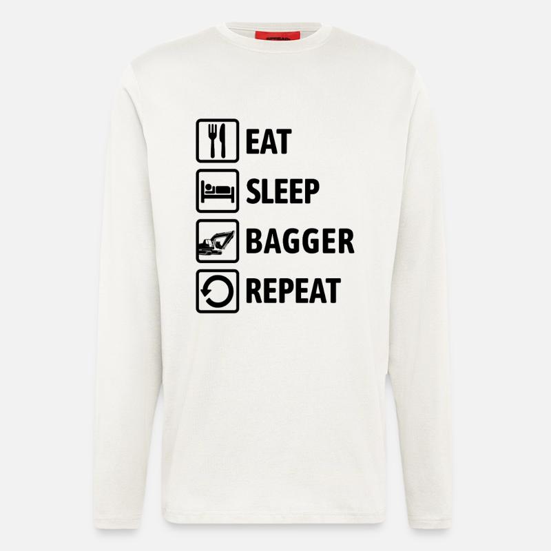 Eat Sleep Bagger Repeat - baggern & buddeln - Langarmshirt - made by SPREAD  - OFF WHITE