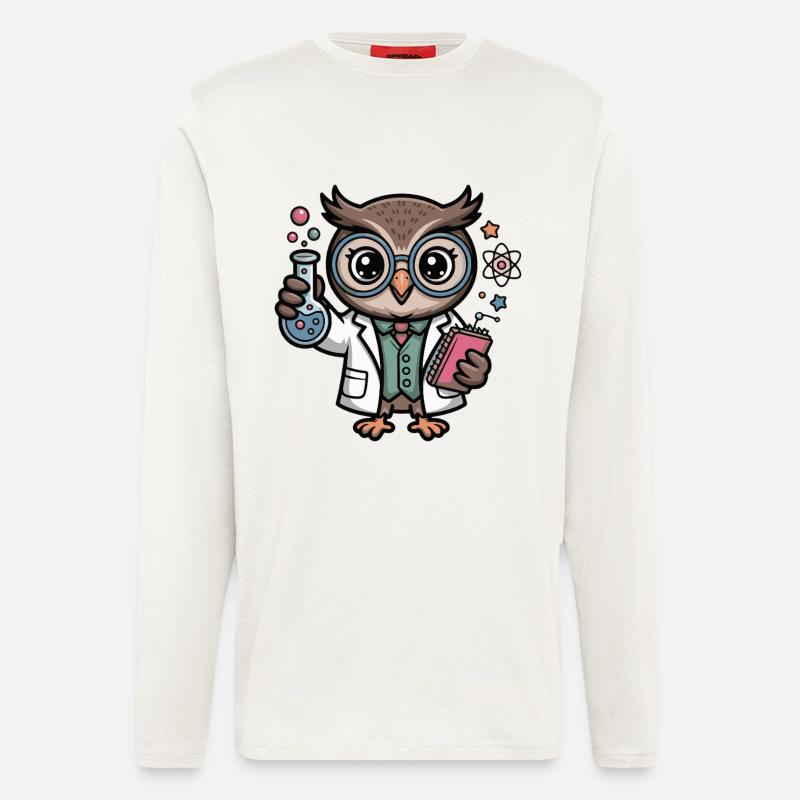 Labor-Eule als Wissenschaftler-Comic - Langarmshirt - made by SPREAD  - OFF WHITE