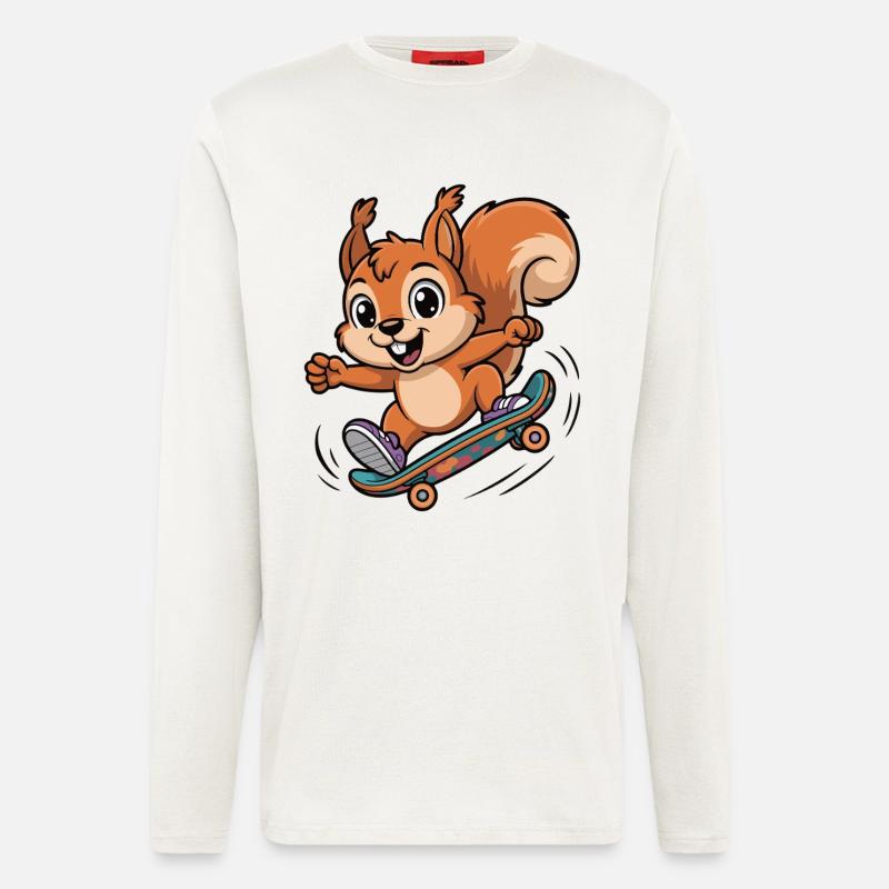 Skate-Eichhörnchen Sprinter - Langarmshirt - made by SPREAD  - OFF WHITE