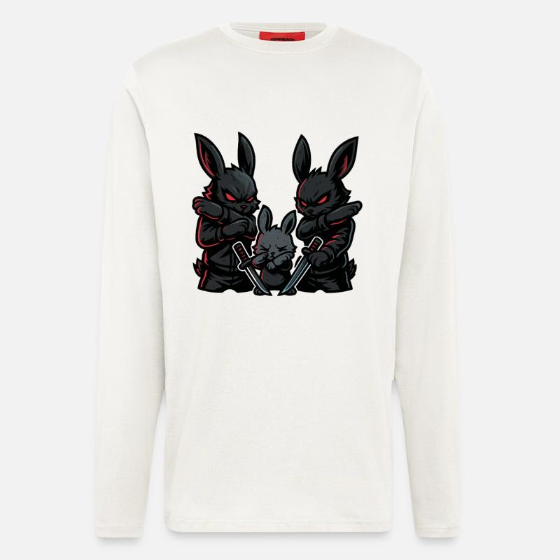 osterhase ninja dabbing, bunny mit katanas - Langarmshirt - made by SPREAD  - OFF WHITE