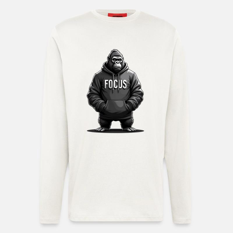 Gorilla Focus Kraft Motivation Training - Langarmshirt - made by SPREAD  - OFF WHITE