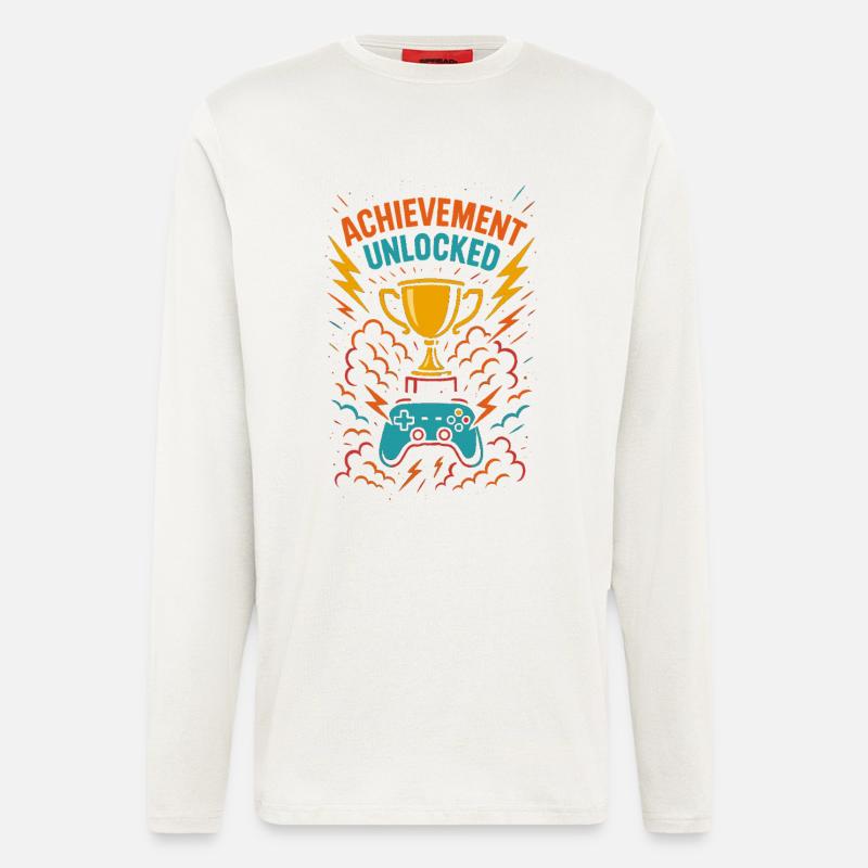 Gamer Achievement, Zocker Trophäe Geschenk - Langarmshirt - made by SPREAD  - OFF WHITE
