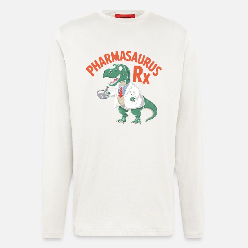 PharmaSaurus RX Doctoral Alligator - Manches longues bio décontracté fabriqué en UE - OFF WHITE
