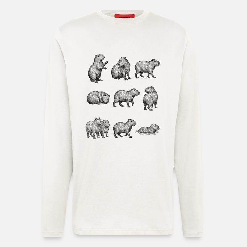 Capybara -Silhouetten im Walddesign - Langarmshirt - made by SPREAD  - OFF WHITE