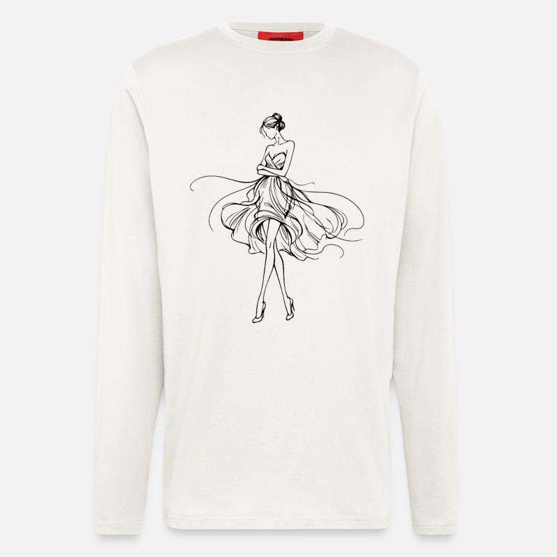 Fließende Silhouette im Abendkleid - Langarmshirt - made by SPREAD  - OFF WHITE