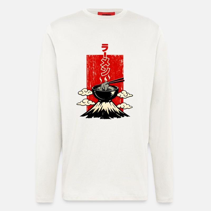 Ramen ラーメン Schale Auf Vulkan Japan Style - Langarmshirt - made by SPREAD  - OFF WHITE