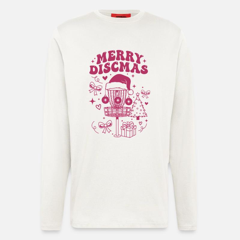 Fröhliche Discmas lustiger Disc-Golf-Korb Flugscheiben - Langarmshirt - made by SPREAD  - OFF WHITE