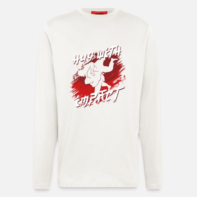 Judo Kampfsport Hug With Impact - Langarmshirt - made by SPREAD - OFF WHITE