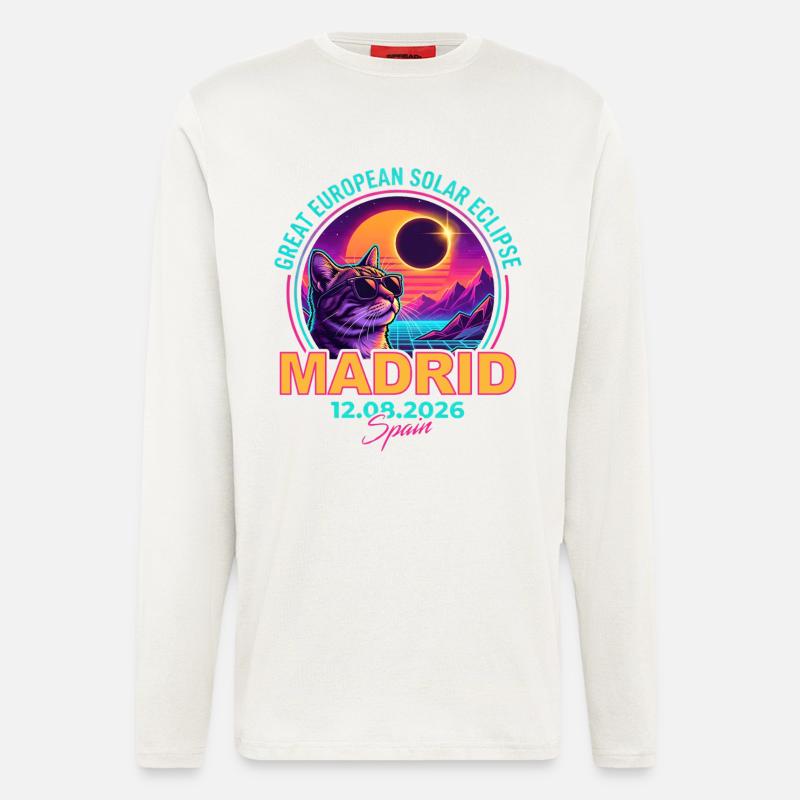 Solar Cat Madrid Eclipse 2026 - Longsleeve - made by SPREAD  - OFF WHITE