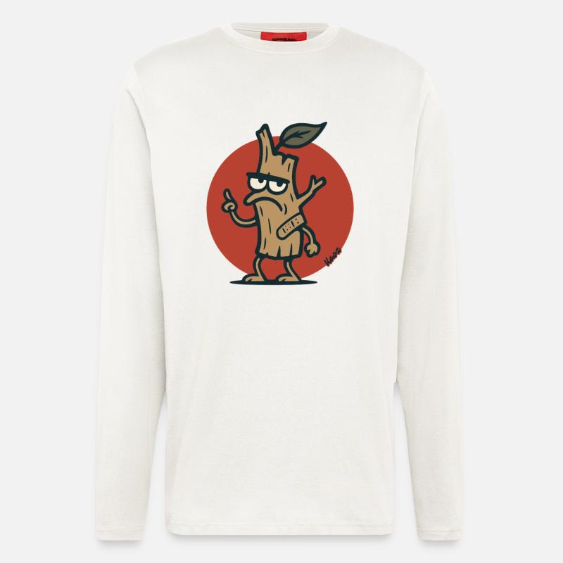 Grimmiger Baum Ast Baumstumpf mit Gesicht - Langarmshirt - made by SPREAD  - OFF WHITE