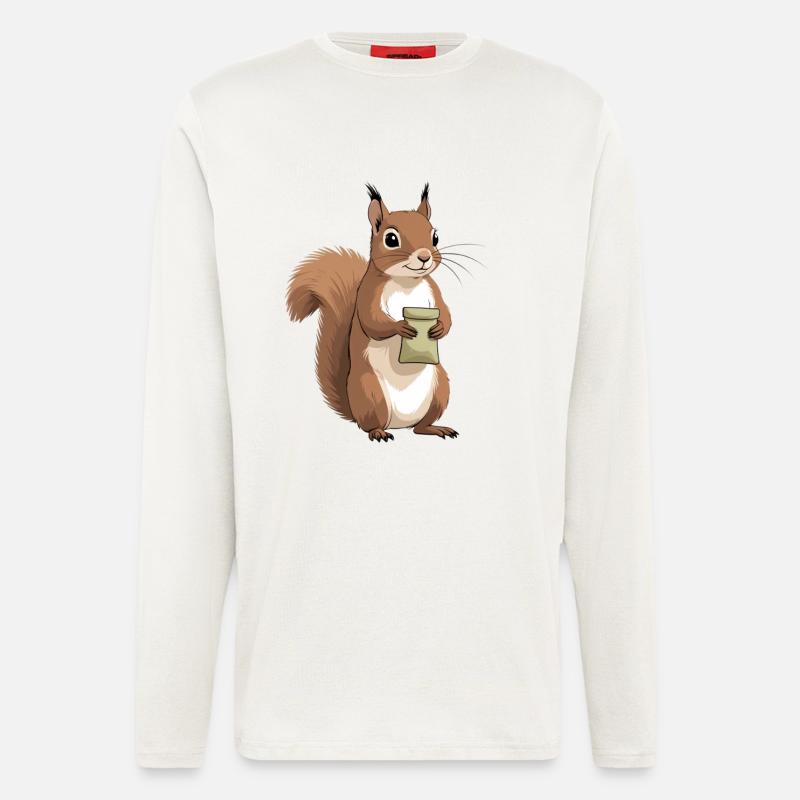 Eichhörnchen mit Beutel - Langarmshirt - made by SPREAD  - OFF WHITE