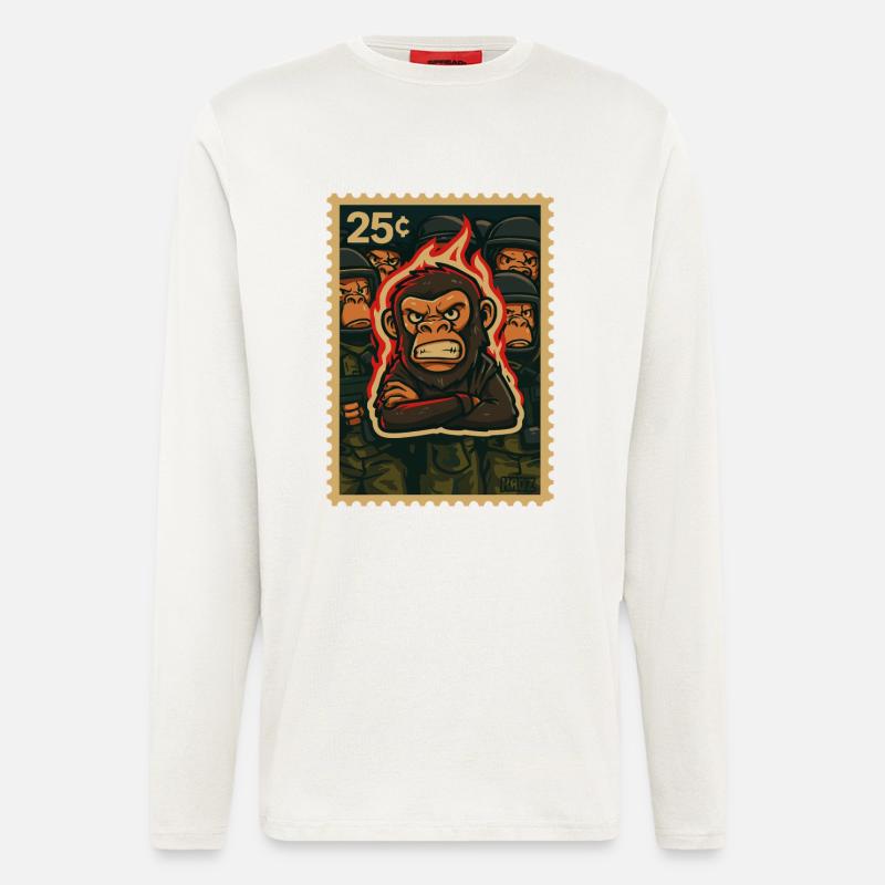 Fire and Monkey Protest - Longsleeve - made by SPREAD  - OFF WHITE