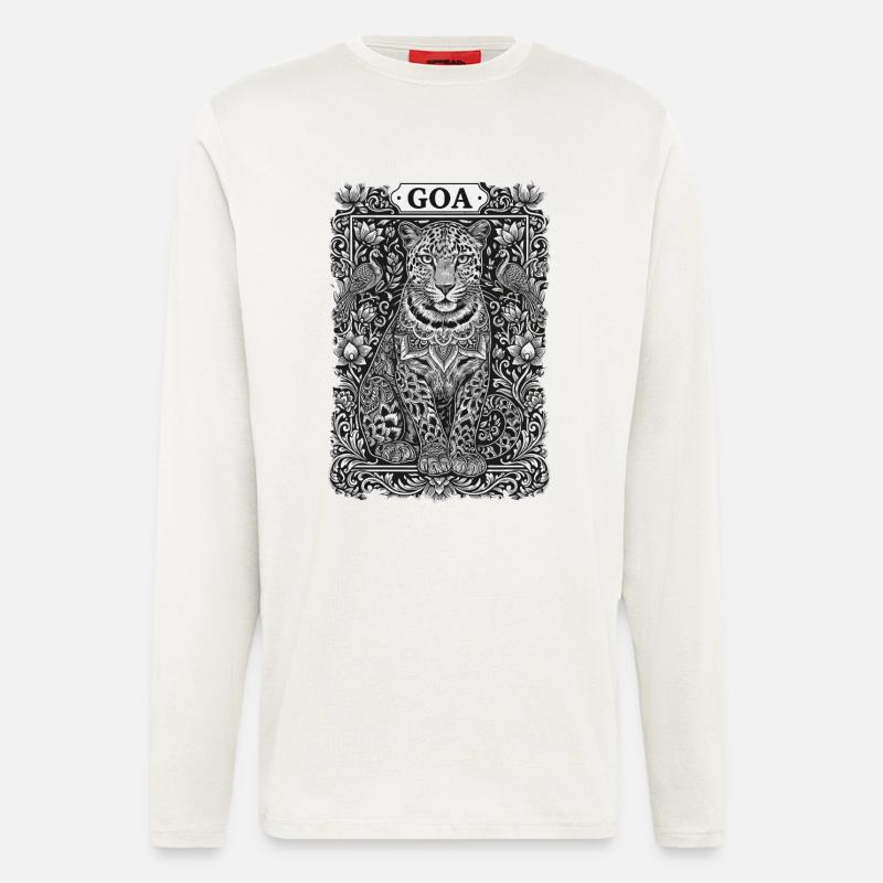 Goa Leopard Mandala - Langarmshirt - made by SPREAD  - OFF WHITE
