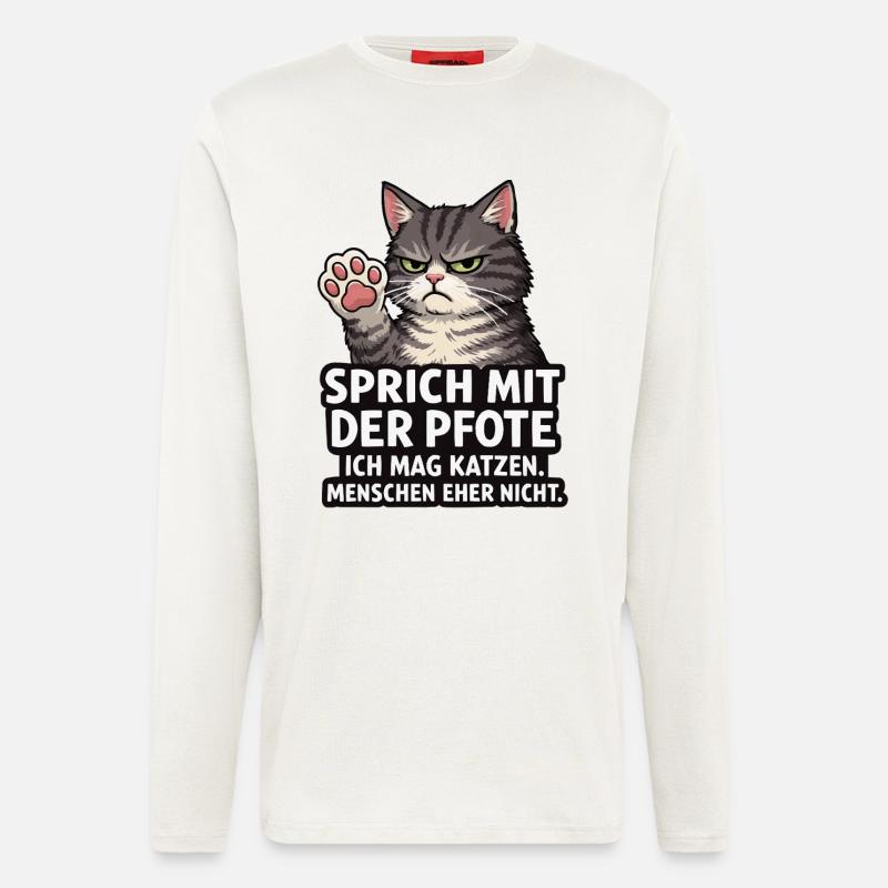Sprich mit der Pfote – Grumpy Katze - Longsleeve - made by SPREAD  - OFF WHITE