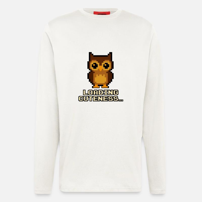 Pixel Owls Loading Cuteness - Longsleeve - made by SPREAD  - OFF WHITE