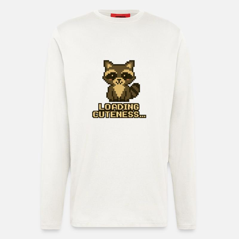 Pixel Waschbär: Niedlichkeit lädt - Langarmshirt - made by SPREAD  - OFF WHITE