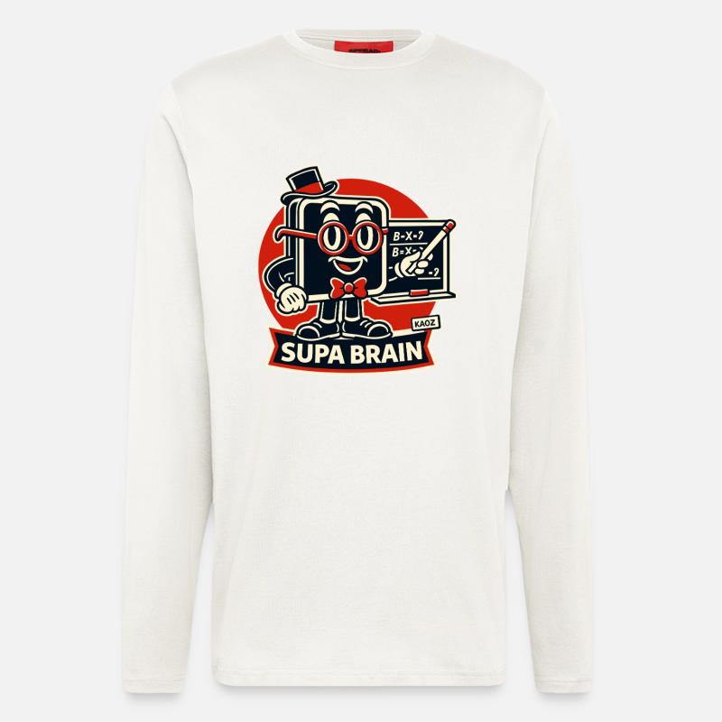 Supa Brain Brain Math Hero - Longsleeve - made by SPREAD  - OFF WHITE