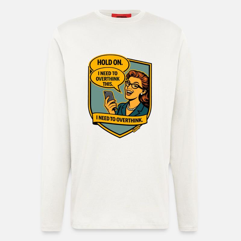 Halt an – Überdenke Overthinker Comic - Langarmshirt - made by SPREAD  - OFF WHITE