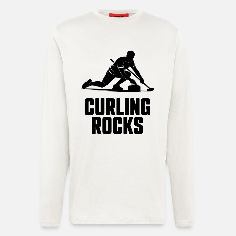 Curling Rocks Wintersport Silhouette Man - Langarmshirt - made by SPREAD  - OFF WHITE