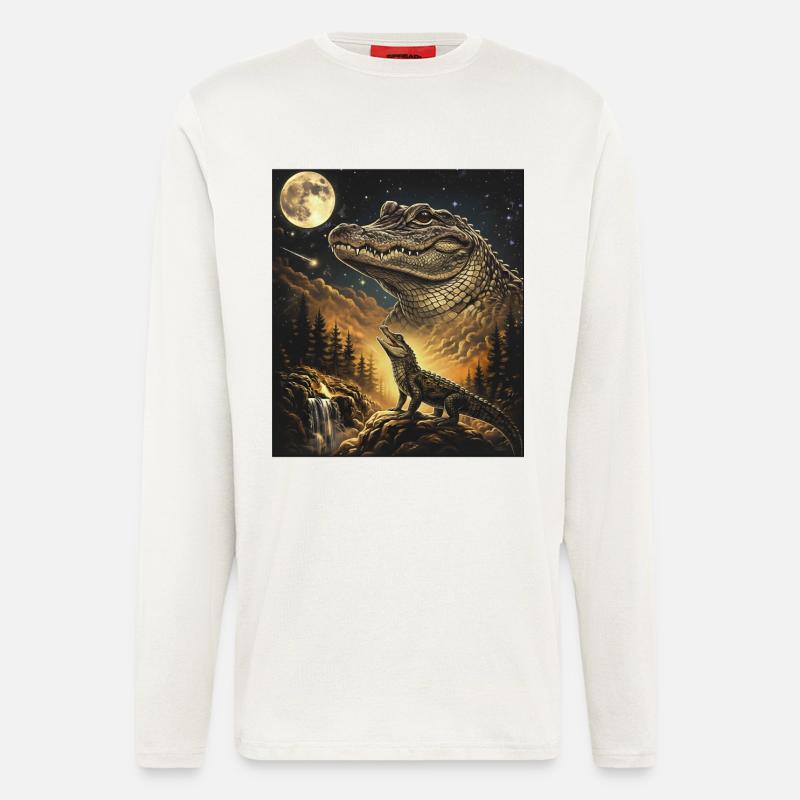 Moon Crocodile Forest Howl Moonlight - Longsleeve - made by SPREAD - OFF WHITE