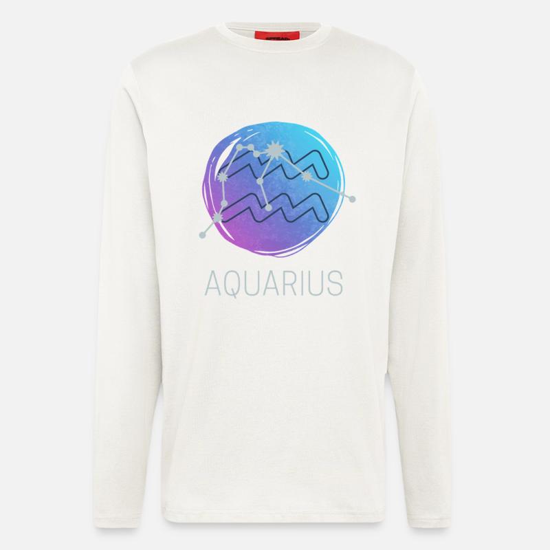 Wassermann Tierkreiszeichen Horoskop Sternzeichen - Langarmshirt - made by SPREAD  - OFF WHITE